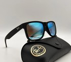 Ray-ban Justin Rb4165 Polarized Sunglasses  Blue Mirror Lens Uv400 Black 54mm