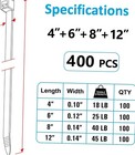 Zip Ties Assorted Sizes 4    6    8    12      400 Pack  Black Cable Ties  Uv Resistant
