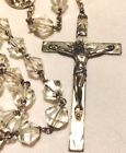Antique Sterling Silver Crystal Rosary Sacred Heart Of Jesus Center Excellent 