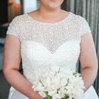 Pronovias Beaded Pearl Mesh Bridal Jacket Bolero White Us 12 Wedding Topper