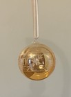 Vintage Amber Tinted Hand Blown Glass Floral Etched Orb Christmas Ball Ornament