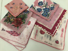 Vintage Ladies Hankies Lot Of 6 - Shades Of Pink - Designer -  Great Condition