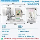 Sewing Machine Motor  Sewing Machine Servo Motor  Ac110v 750w 1hp  200-6000 Rpm