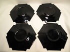 Set Of 4 Vtg Mid Century Modern-art Deco Hexagon Black Glass - 7 3 4 Inch Plates