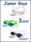 Speedo Swim Goggles Junior Boys Uv Protect  Anti Fog  Latex Free - 3 Pack