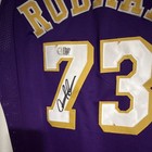 Dennis Rodman Signed Swau Cert Los Angeles Lakers  73 Purple Basketball Jersey