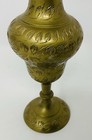 Vintage Solid Brass Bud Vase Scalloped Top Etched Made In India 6    Tall Patina