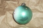 Vintage Bambi Glass Christmas Ornament Blue green White W Red Stars  made In Usa
