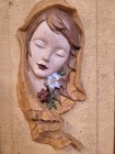 Vintage Provincial Ceramic Mold 1978 Picture Frame Lady Flowers Hand Painted