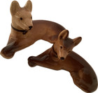 Vintage German Shepherd Figurine Dogs Lying Down Porcelain Set Of 2