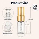50 Pcs Mini Spray Bottles  2 Ml Clear Glass  gold Cap 
