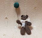 Vintage Artisan Made Crocheted Teddy Bear For Miniature Dollhouse Or Roombox 
