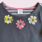 Gymboree Girl s Dress Size S  5-6  Gray White Stripes Floral Embroidery Pockets