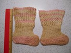Antique Hand Knit Pink Crochet Baby - Doll Socks Booties Museum Deaccession