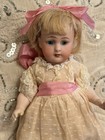 Rare Large 8    Antique German All Bisque Doll Swivel Neck Stationary Glass Eyes
