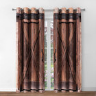 Rustic Wood Blackout Curtains Farmhouse Vintage Brown Wooden Barn Door
