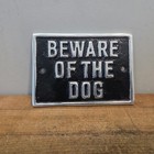 Beware Of The Dog Sign Cast Aluminum 5   4 