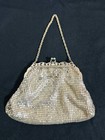 Vintage Whiting   Davis Silver Mesh Evening Bag Chain Strap Mid Century Usa