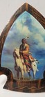 Vintage Native American Warrior Lacquered Wood Arrowhead Shaped Plaque 13  X 11 