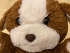 Vintage 1984 Applause Puffy Puppy Brown White Dog Stuffed Animal Plush 9   