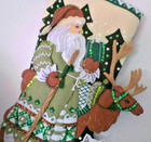 Finished Bucilla Stocking Nordic Noel 18  Handsome Nordic Santa Elf Wolf  Wow