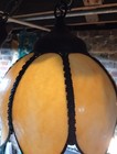 Antique Slag Stained Glass Tulip Hanging Pendant Light Yellow   Chartreuse
