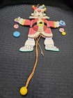 Ornament Pull Cord Toy Puppet Jester Large Wooden Vintage