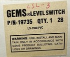 Gems 19735 Level Switch 120   240vac 20va 1 2  Npt Ls-1900 Pvc