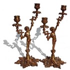 Vintage Pair Of Torch  re Figural Hollywood Regency Brass Candlesticks