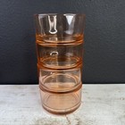 Vintage Glass Dessert Bowls Moderntone  4    Stacking Mcm Set Of 4 Peachy Pink