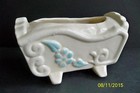 Vtg Mid Century Ceramic Baby Cradle Planter 5 75  Nursery Decor Floral Embossed