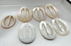 Lot Of 7 Genuine Hand Carved Shell Antique Victorian Buckles Mother Of Pearl Mop