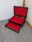 Vintage Silverware Flatware Storage Chest Wood Case box With Drawer   Lid Z26