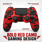 Wireless Controller Compatible With Ps4 Red Black Camo Dual Vibration Touchpad