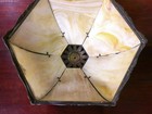 Antique Victorian Art Nouveau 6 Panel Slag Glass Lamp Shade fleur Di Lis Design