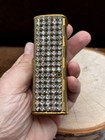 Vintage Gold-tone Metal   Rhinestone Lipstick Case Missing One Stone