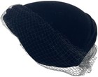 Vintage Pinehurst 5th Ave Black Velvet Half Hat Birdcage Veil Jelleff Dc 22 5