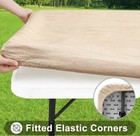 Wood Grain Waterproof  Elastic Fit Rectangle Table Cloth beige 30x 72 Free Ship 