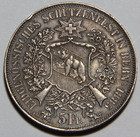 1885 Switzerland 5 Francs Shooting Thaler Bern Nice Xf  -4038-