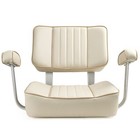 Northcaptain Pontoon Captain Bucket Seat With Armrest ivory beige Piping