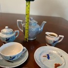 Vintage Japan Child   s Porcelain Tea Set Lusterware Birds Cranes 13 Pc Miniature