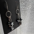 Artisan Made Ooak Hematite Stone Stars Sterling Silver Earrings Dangle Drop