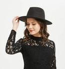Women Or Men Woolen Felt Fedora Hat Vintage Widet Brim Crushable Hat Belt Jaz   