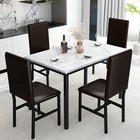 5 - Piece Dining Set  Faux Marble Kitchen Table   Chair Set  White espresso 5-pi