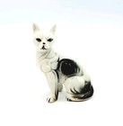 Porcelain Siamese Gray Cat Vintage Kitty Figurine Blue Eyes Hand Painted 