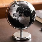World Map Globe On Metal Base Tabletop Rotating Earth Globe Educational