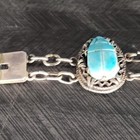 Antique Silver Egyptian Revival Faience Scarab Bracelet 7 5 