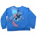 Disney Lilo And Stitch Pullover Sweatshirt Crewneck Blue Sz Junior Large 11-13