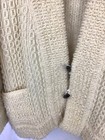 Vintage Wool Hand Made Cable Knit Greek Fisherman Sweater L xl Cardigan Ivory