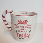 Dolly Parton Dg Deck The Halls  Holly Dolly Christmas Mug Candy Cane Handle New